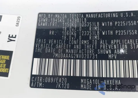 2022 Toyota Corolla Cross Xle z USA, uszkodzony, nr VIN 7MUDAAAG2NV020731